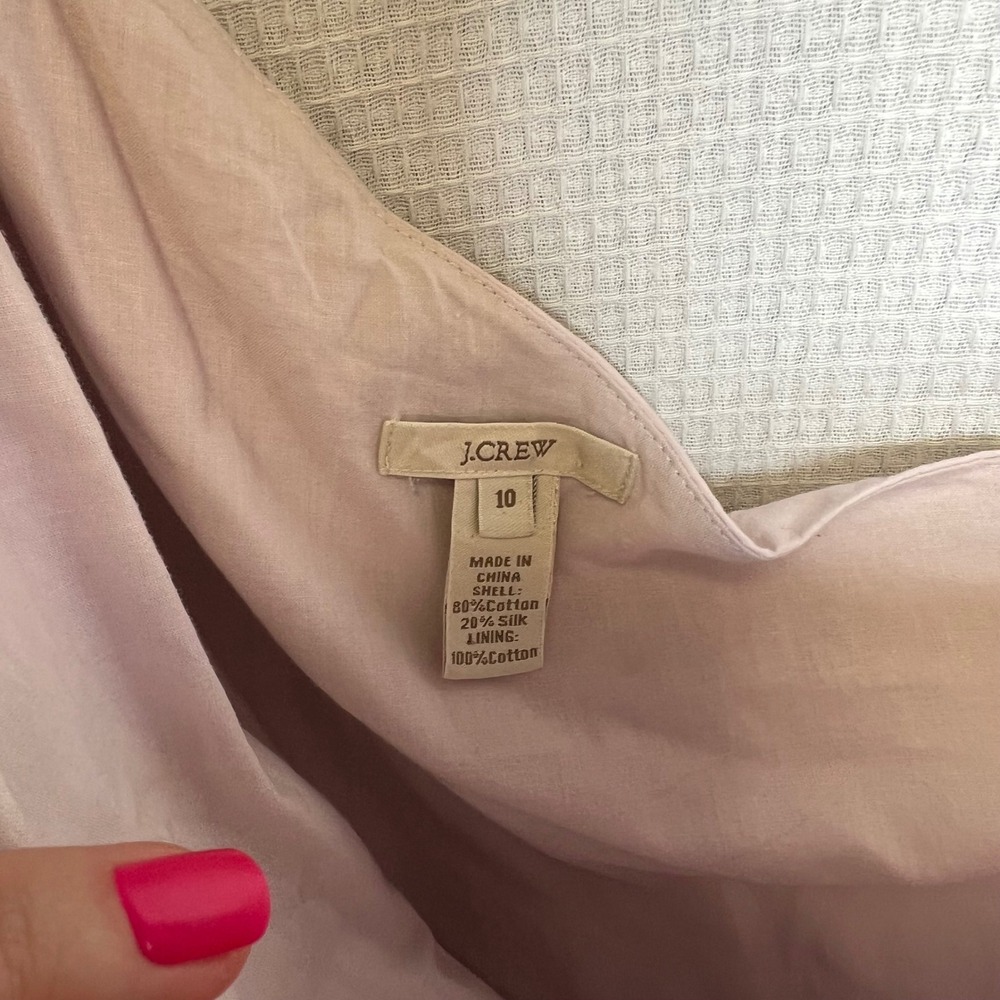 J.Crew Pink One Shoulder‎ Cotton Silk Blend Mini Dress with Pockets Size 10 - Picture 5 of 5